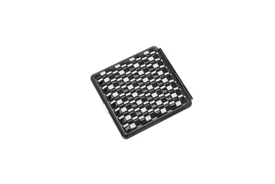 Compact double-faced Mirror Rippleal with black and white ripple pattern and deer skin cover