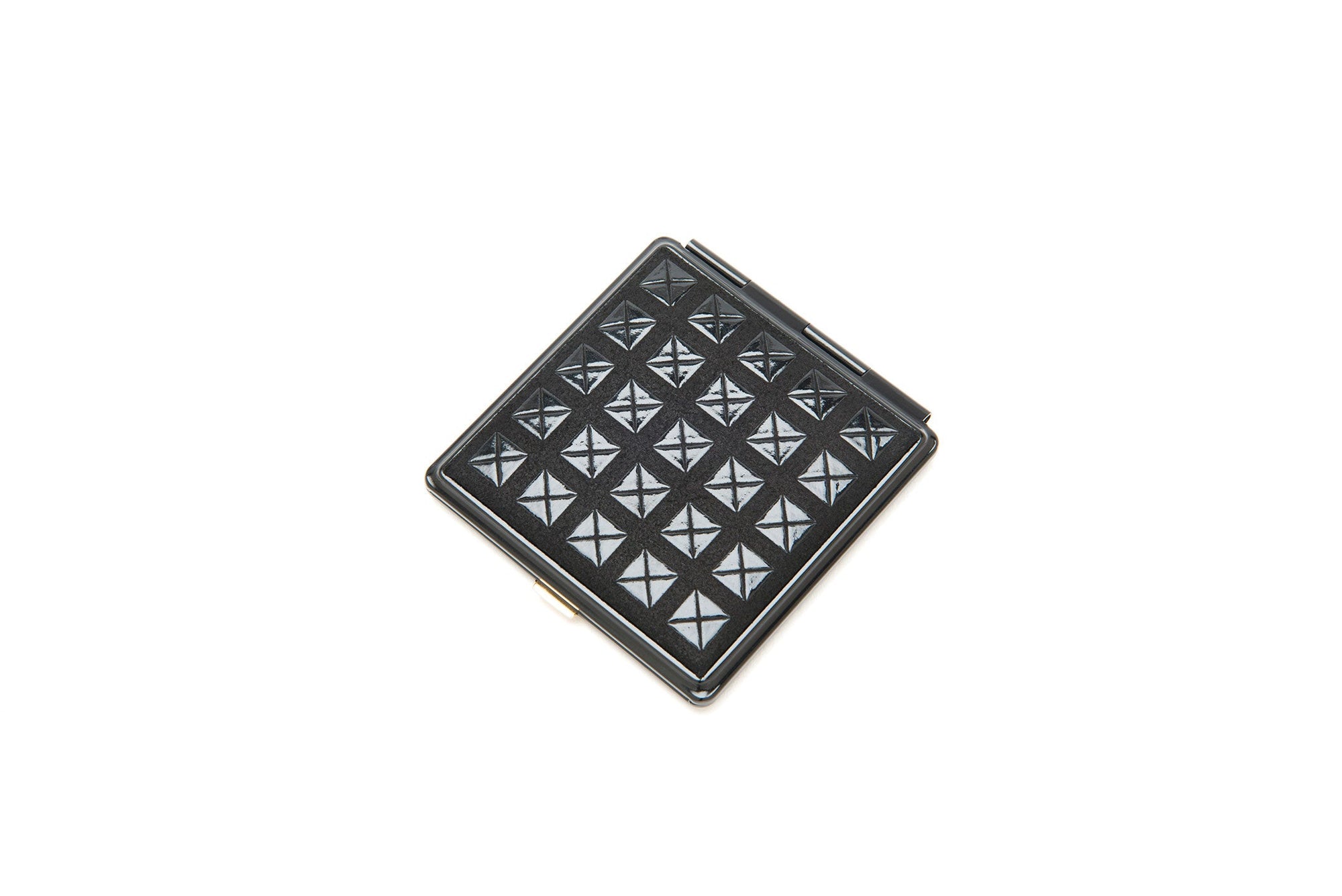 Inden Mirror - Studs compact double-faced mirror with deer skin surface in black