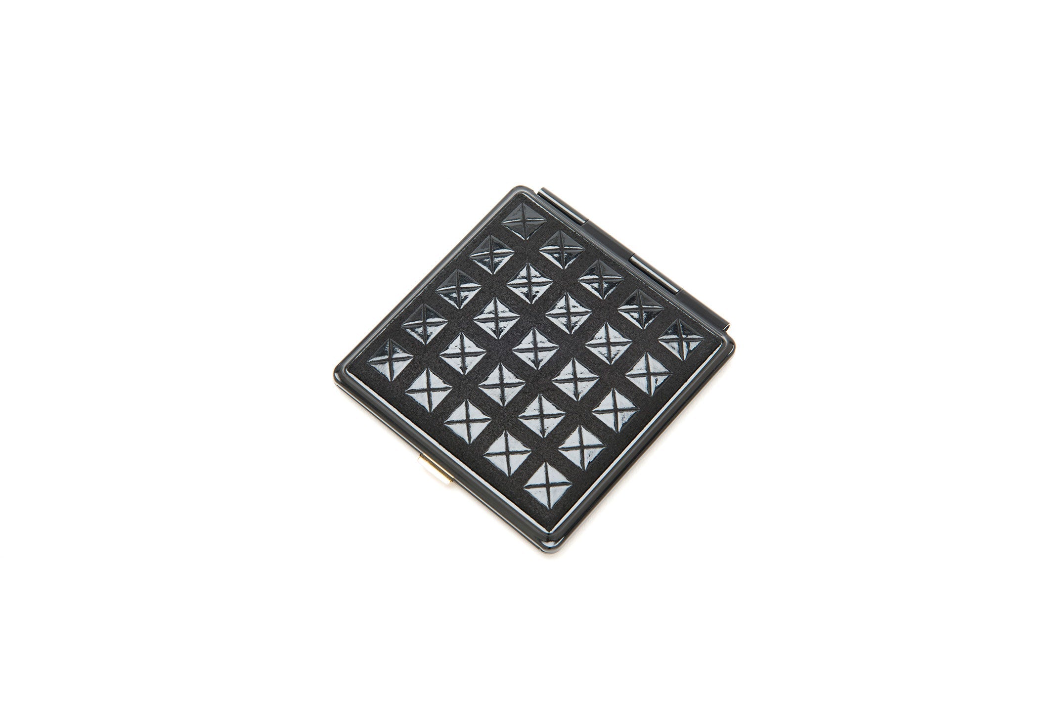 Inden Mirror - Studs compact double-faced mirror with deer skin surface in black