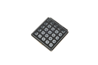 Inden Mirror - Studs compact double-faced mirror with deer skin surface in black