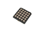 Square compact mirror with a black frame featuring a grid of metallic pyramid studs on the top surface, shown against a white background.