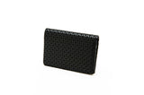 Business Card Case Seven Treasures in Black x Black showing sleek leather exterior and slim profile