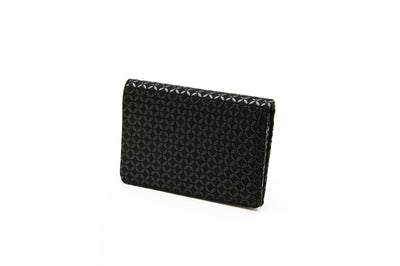 Business Card Case Seven Treasures in Black x Black showing sleek leather exterior and slim profile