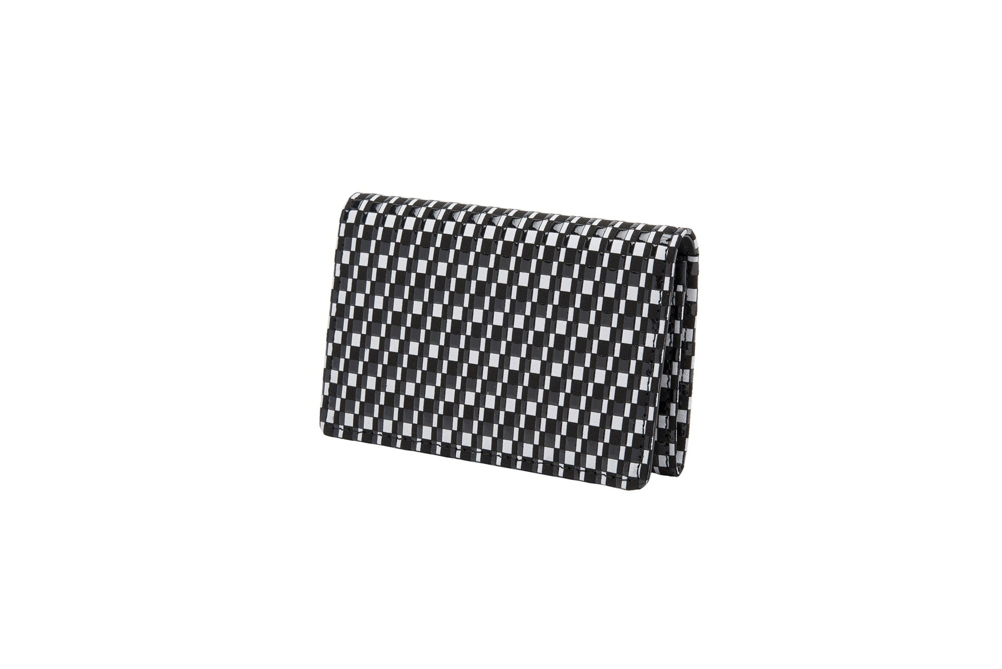 Inden Business Card Case - Rippleal in black and white leather showing ripple ocean pattern