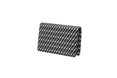 Inden Business Card Case - Rippleal in black and white leather showing ripple ocean pattern