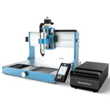 Blue and silver Genmitsu 3030-PROVer Ultra Desktop CNC Router with black control box and angled touchscreen controller, shown on white background