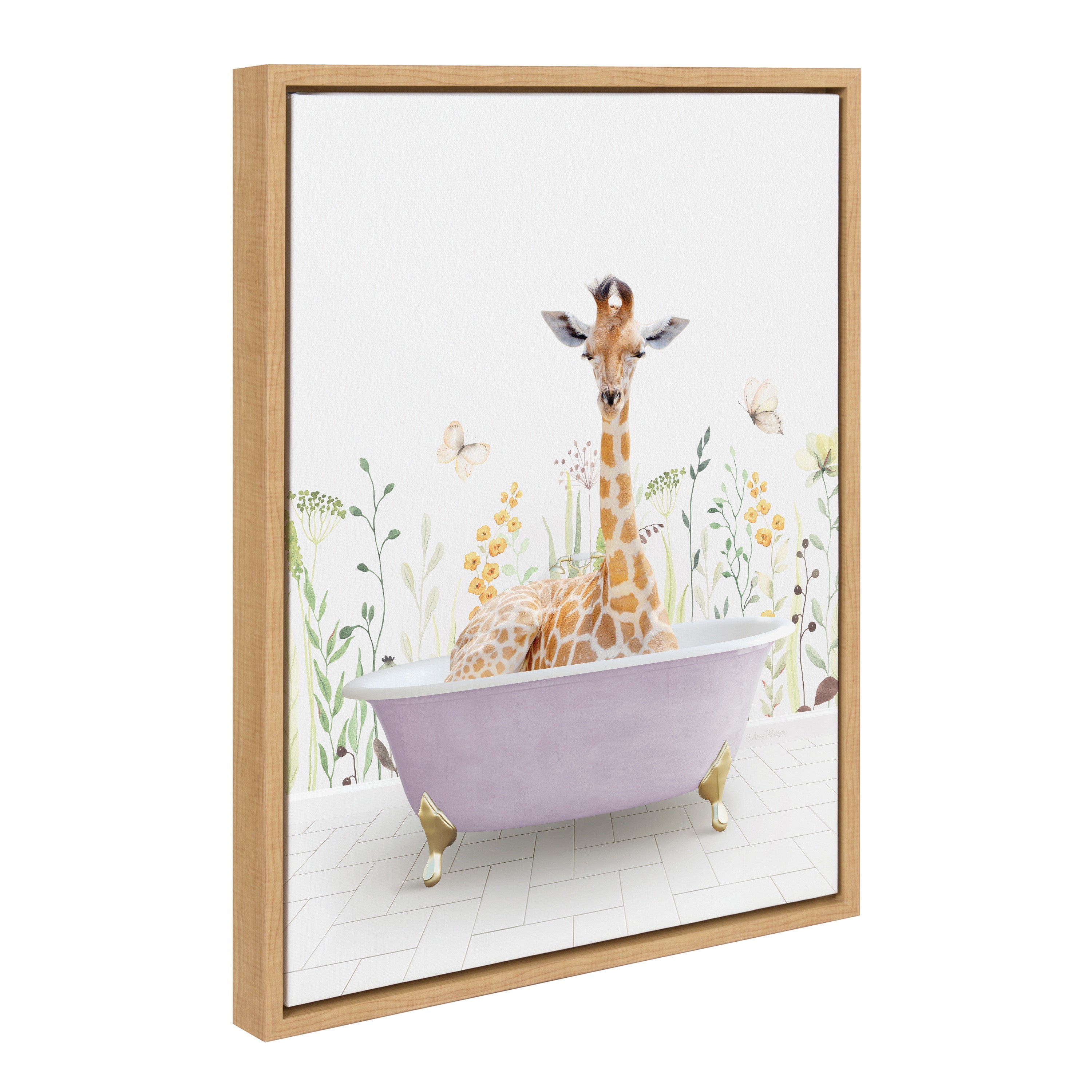 Sylvie Giraffe In Spring Bath Framed Canvas by kateandlaurel - product image 10 for Resin Society