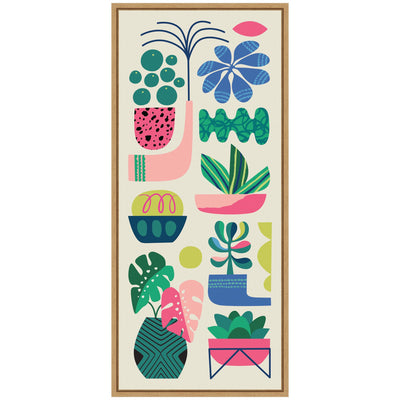 Sylvie Retro Bright Floral and Succulent Tall Narrow Framed Canvas by Rachel Lee