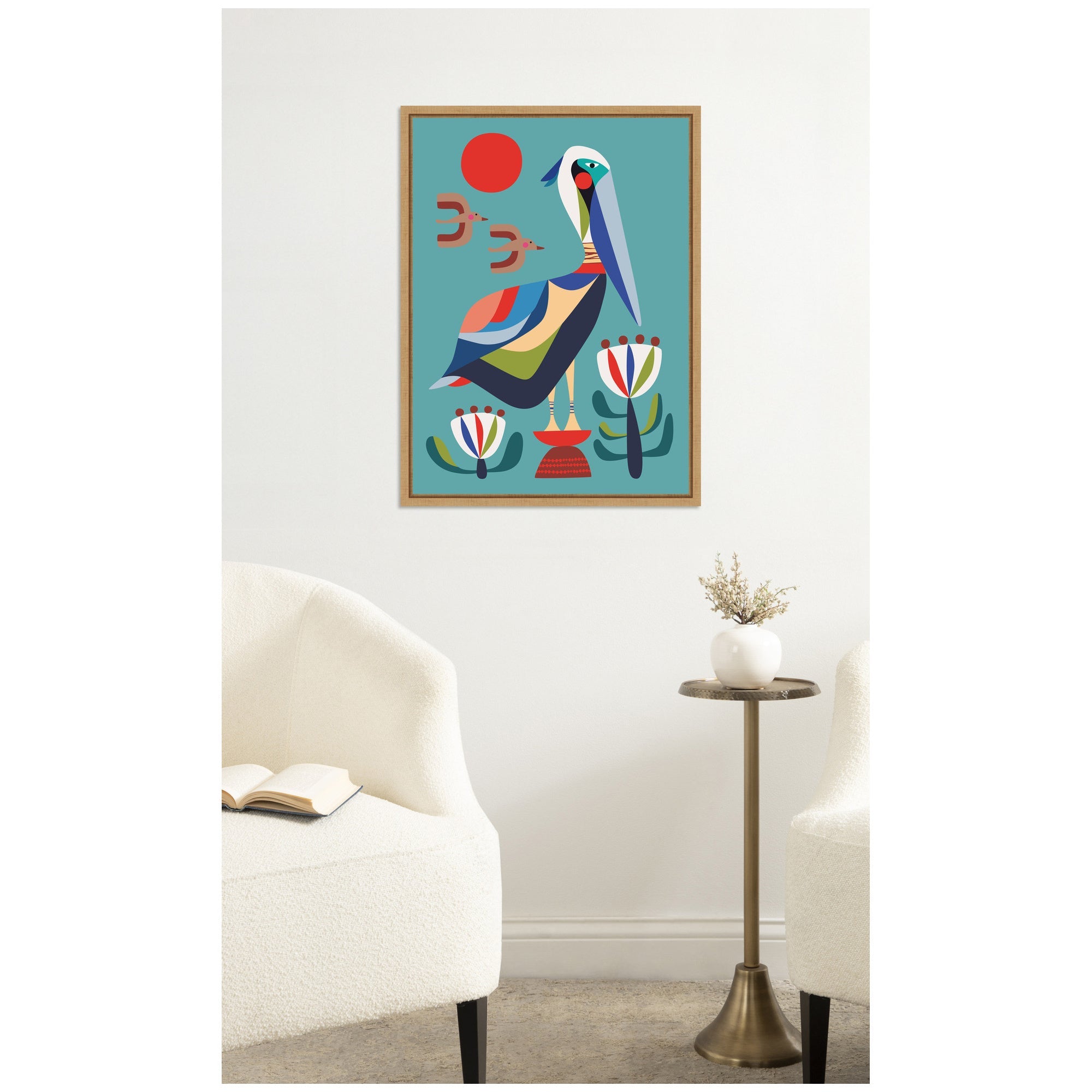 Pelican Garden by Rachel Lee Framed Canvas Wall Art Print