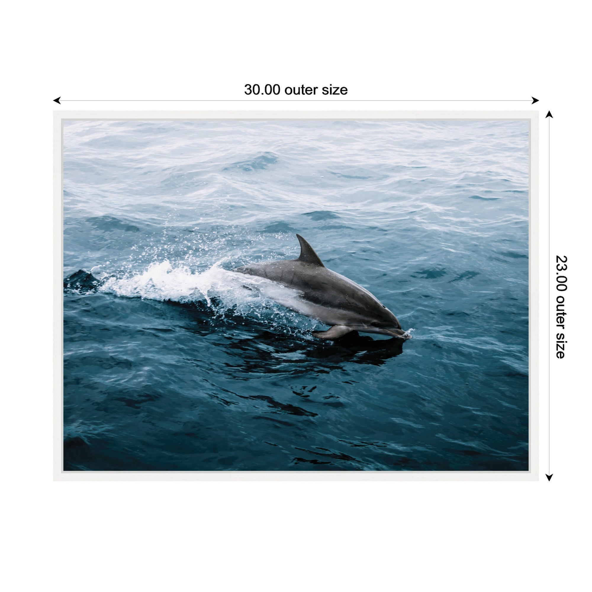 Sylvie Dolphin Skipping along in the Ocean Framed Canvas by Michael Schauer