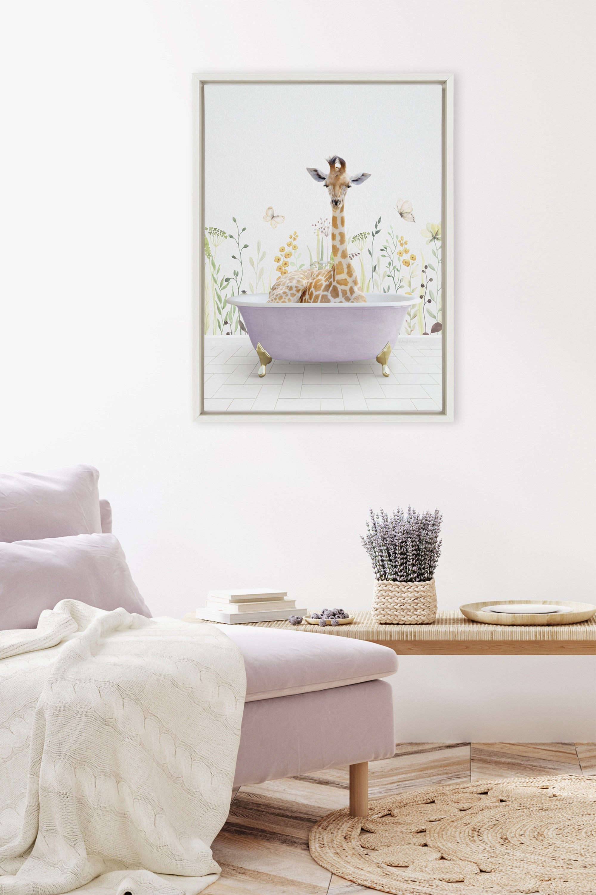 Sylvie Giraffe In Spring Bath Framed Canvas by kateandlaurel - product image 16 for Resin Society