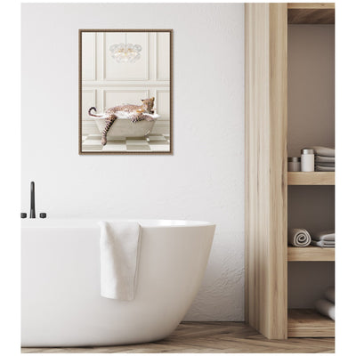 Sylvie Cheetah Traditional Chandelier Bath Framed Canvas by Amy Peterson