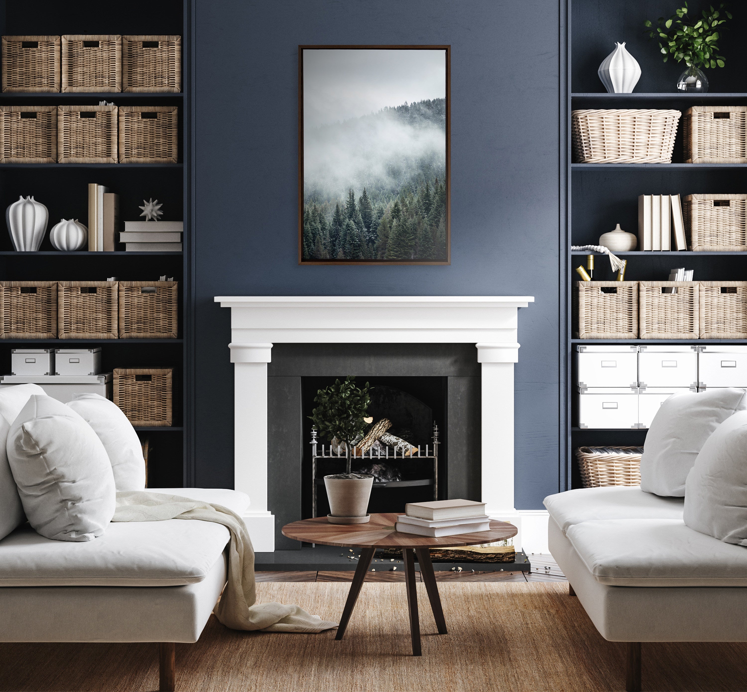Sylvie Evergreens In Fog Framed Canvas by Emiko and Mark Franzen of F2Images