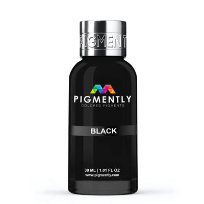 Black Liquid Epoxy Dye bottle and resin sample showing rich black color