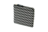 Zipped Coin Purse (Large) Rippleal pattern black and white view closed and open showing interior pockets