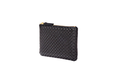 Inden Key Case Large Seven Treasures in black deer and cow leather with zipper and keychain
