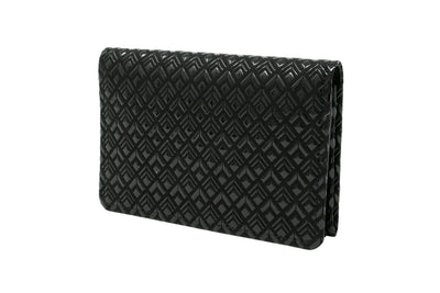 Business Card Case - Diamond Frame by Inden in Black x Black color showing embossed diamond leather pattern and slim profile