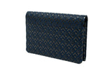 Rectangular business card case with a black diamond-patterned surface featuring a glossy finish, shown at a slight angle against a plain background.