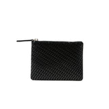 Inden Key Case (Large) - Chevron-S in Black x Black showing zipper and chevron pattern detail
