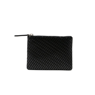Inden Key Case (Large) - Chevron-S in Black x Black showing zipper and chevron pattern detail