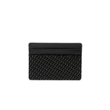 Black x Ivory Card Case Chevron-S by Inden, showing chevron pattern and lacquered deer skin leather