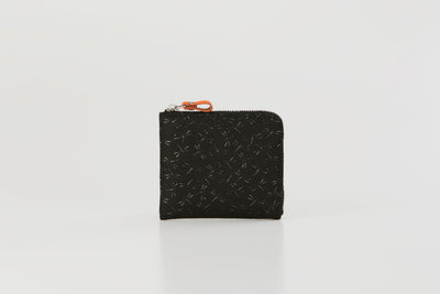 HISOKA Dragonfly coin purse in black lacquered deer leather with zipper, displayed on neutral background