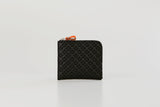 HISOKA New Seven Treasures coin purse in black leather with zipper closure and patterned exterior