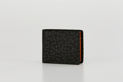 Folded Wallet - HISOKA (Dragonfly) in Black x Black showing deer leather exterior and front L-shaped zipper pocket
