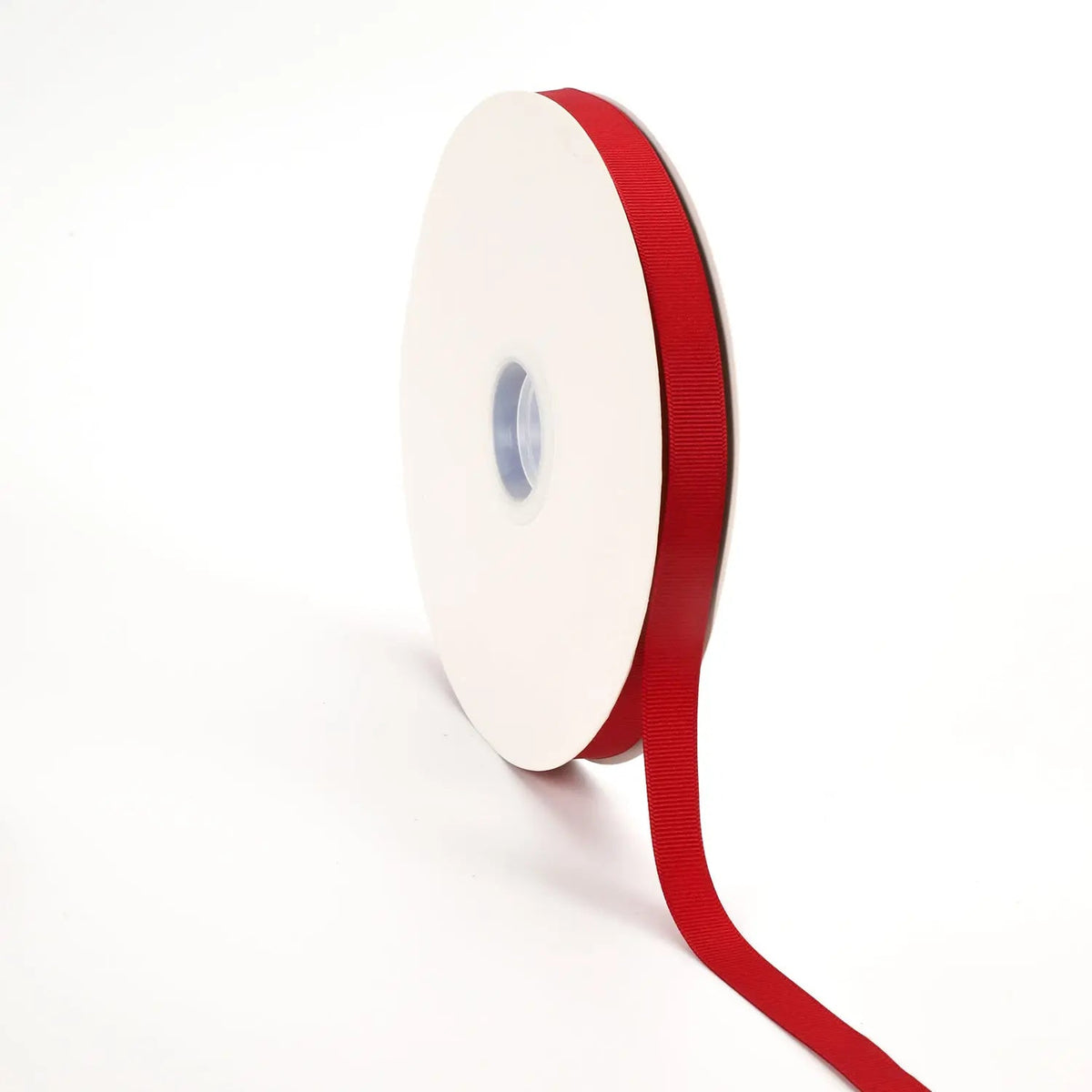 Scarlet textured grosgrain ribbon rolls in various widths