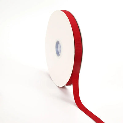 Scarlet textured grosgrain ribbon rolls in various widths
