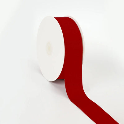 Scarlet textured grosgrain ribbon rolls in various widths