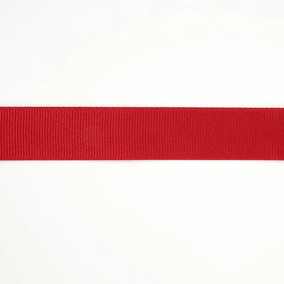 Scarlet textured grosgrain ribbon rolls in various widths
