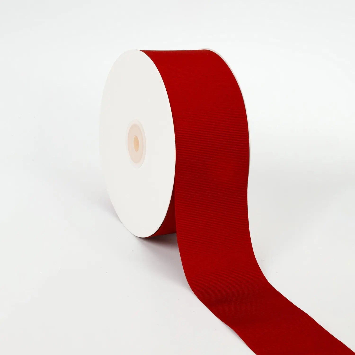 Scarlet textured grosgrain ribbon rolls in various widths