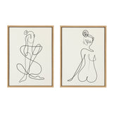 Sylvie Thinking of You Line Art and Sitting Beauty Framed Canvas Set by kateandlaurel - product image 10 for Resin Society