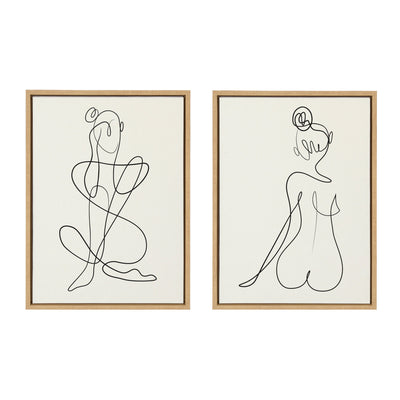 Sylvie Thinking of You Line Art and Sitting Beauty Framed Canvas Set by kateandlaurel - product image 10 for Resin Society