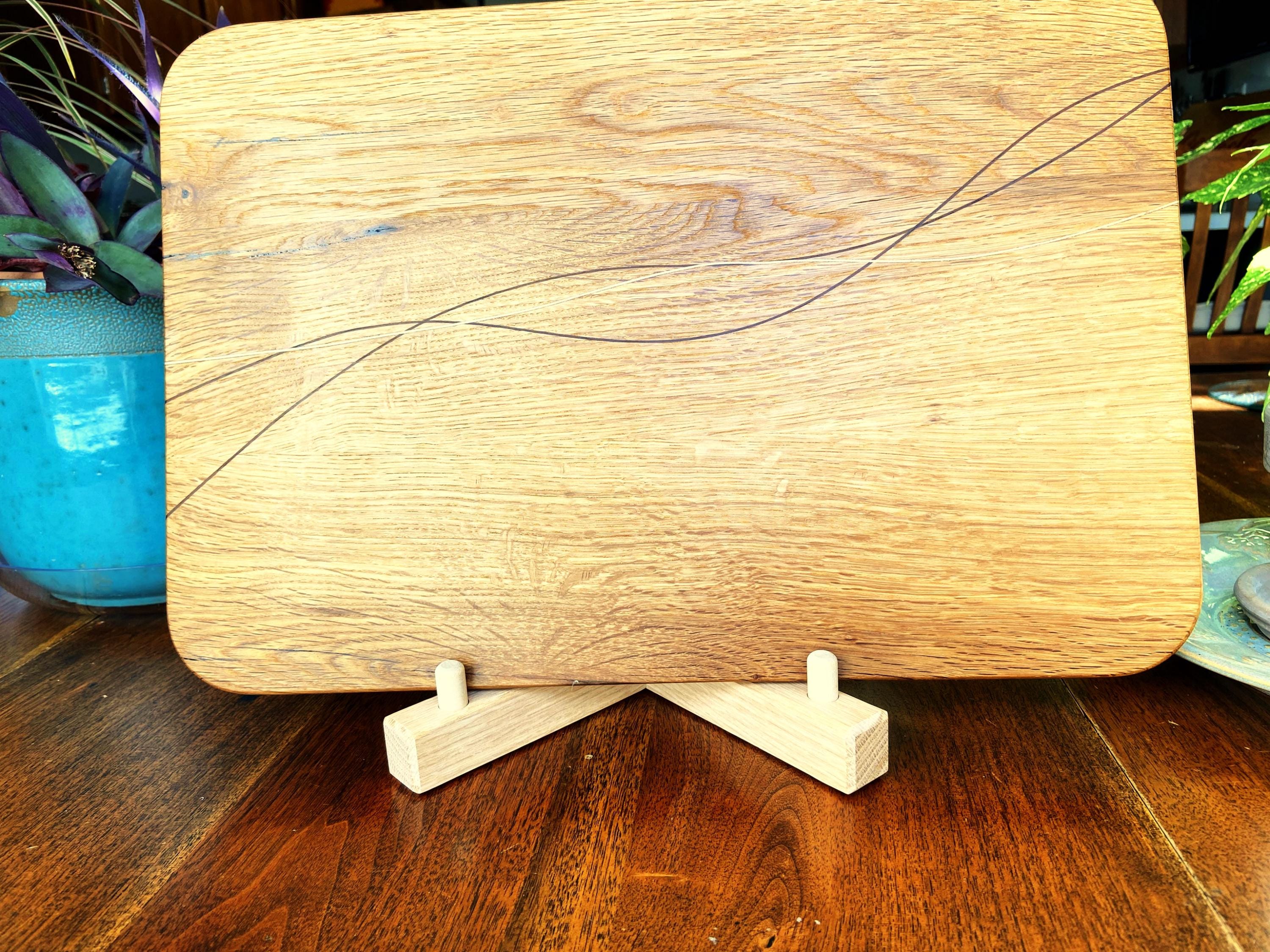 White Oak Charcuterie Board with Peruvian Walnut and Cherry decorative wood banding