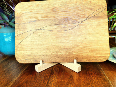 White Oak Charcuterie Board with Peruvian Walnut and Cherry decorative wood banding