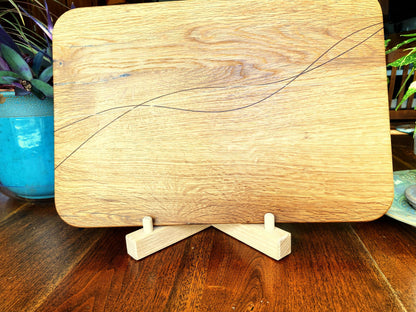 White Oak Charcuterie Board with Peruvian Walnut and Cherry decorative wood banding