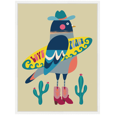 Sylvie Surfer Pigeon Framed Canvas by Rachel Lee