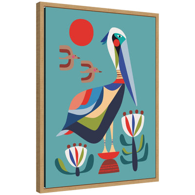 Pelican Garden by Rachel Lee framed canvas wall art depicting natural botanical and pelican imagery in a Sylvie frame