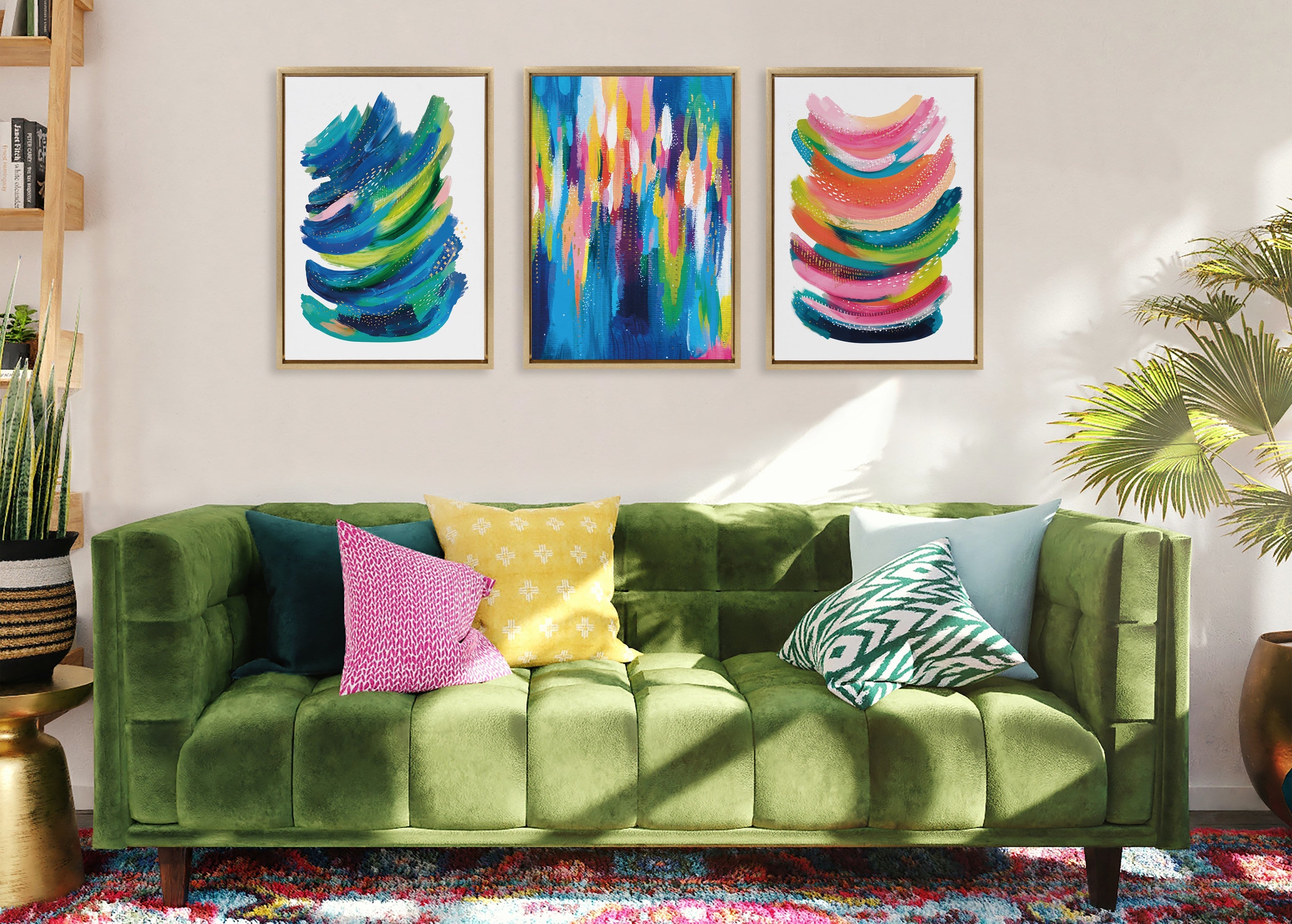 Sylvie EV Bright Brush Strokes 033 Framed Canvas