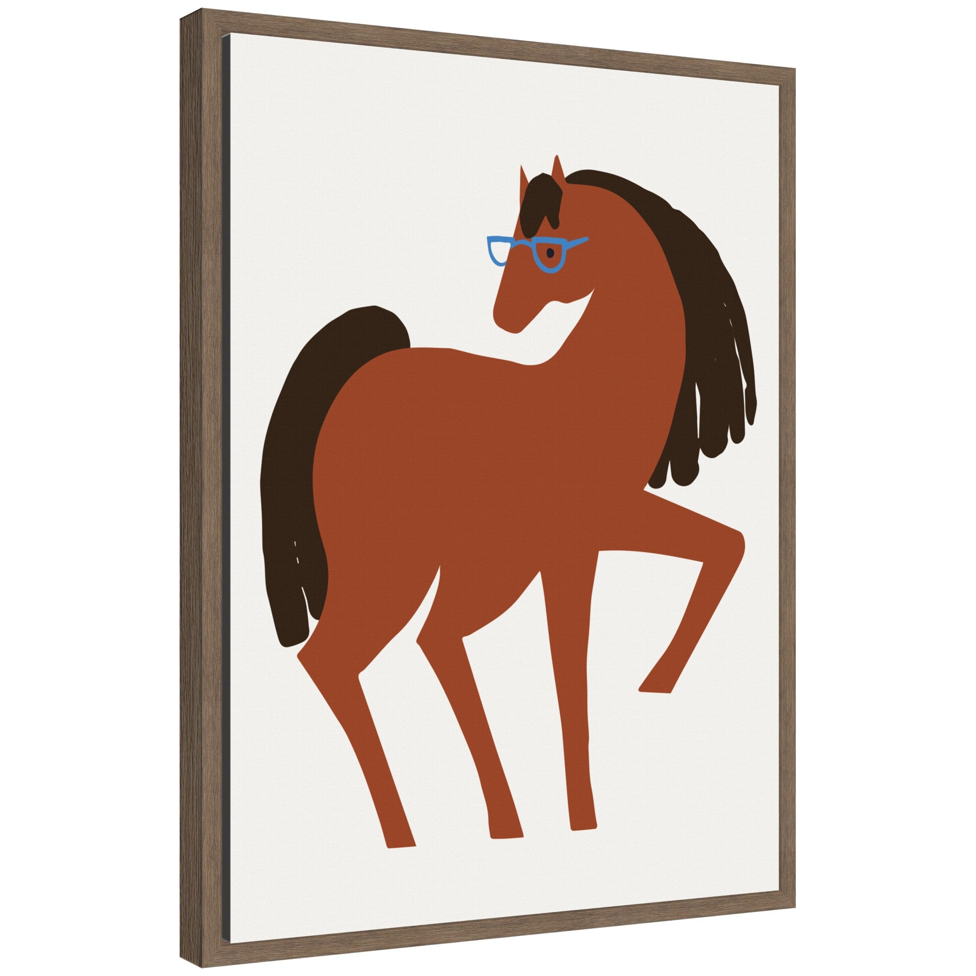 Framed canvas artwork titled Sylvie Farm Horse featuring a horse portrait with a modern floating frame