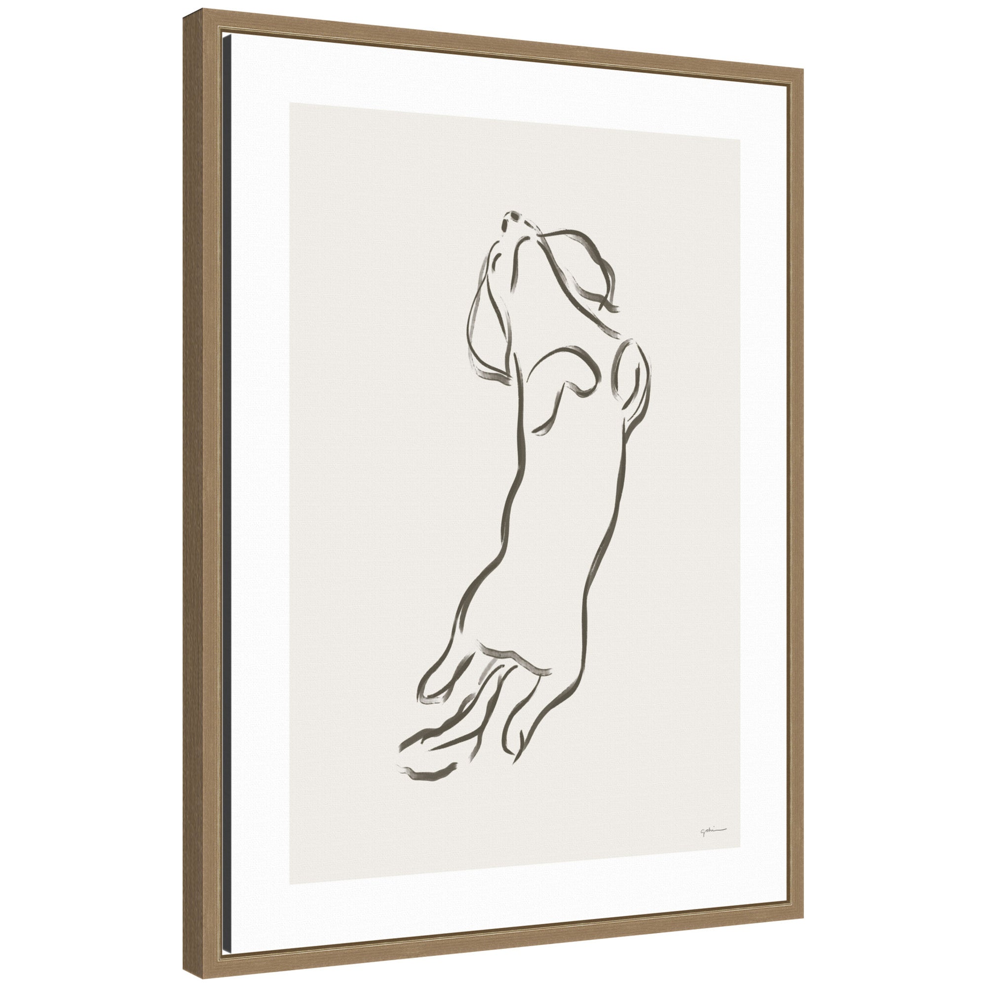 Dachshund Dog by Gabrielly Guedes Framed Canvas Wall Art Print in Sylvie frame