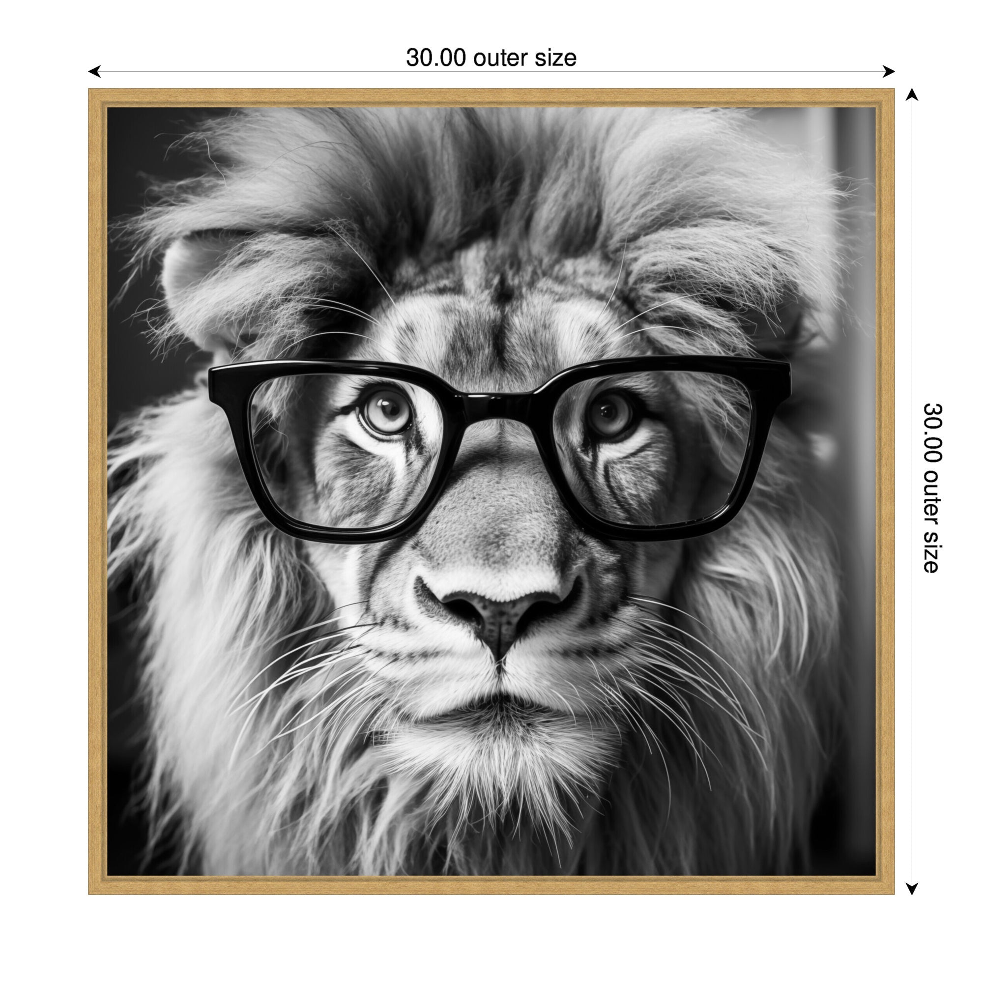 Sylvie Black and White Lion in Reading Glasses Framed Canvas by kateandlaurel - product image 2 for Resin Society