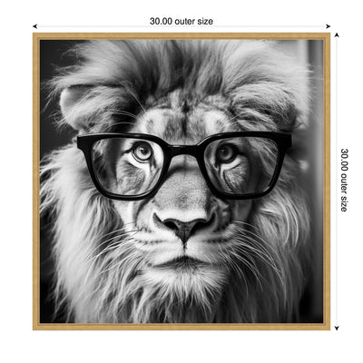 Sylvie Black and White Lion in Reading Glasses Framed Canvas by kateandlaurel - product image 2 for Resin Society