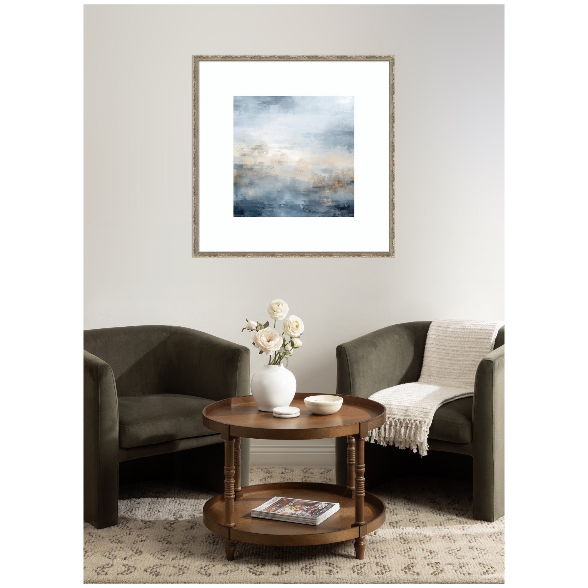 Tonal Abstract Oceanic Nautical Serenity Blue by The Creative Bunch Studio Framed Wall Art Print