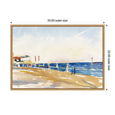 Lido of Venice no date Giovanni Giacometti by Nostalgia Prints Framed Canvas Wall Art Print