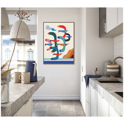 Seagulls Coastal Vibes by Rachel Lee Framed Canvas Wall Art Print