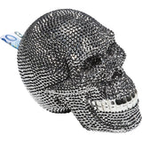 Money Box Skull Crystal Silver by DEKOR showing sparkling rhinestone skull with silver accents
