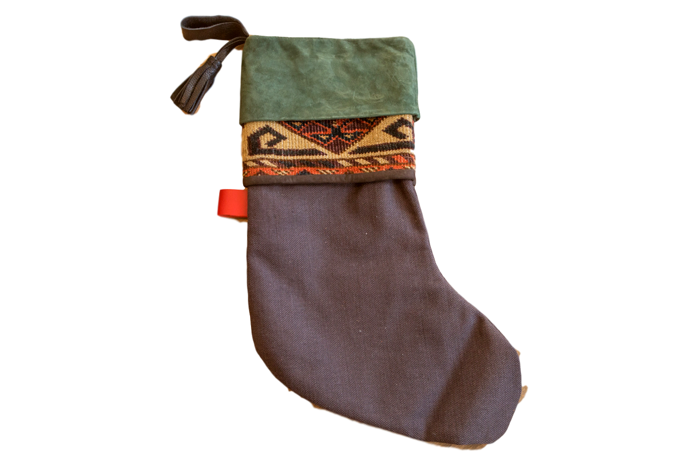 Antique Rug Fragment Stocking Green